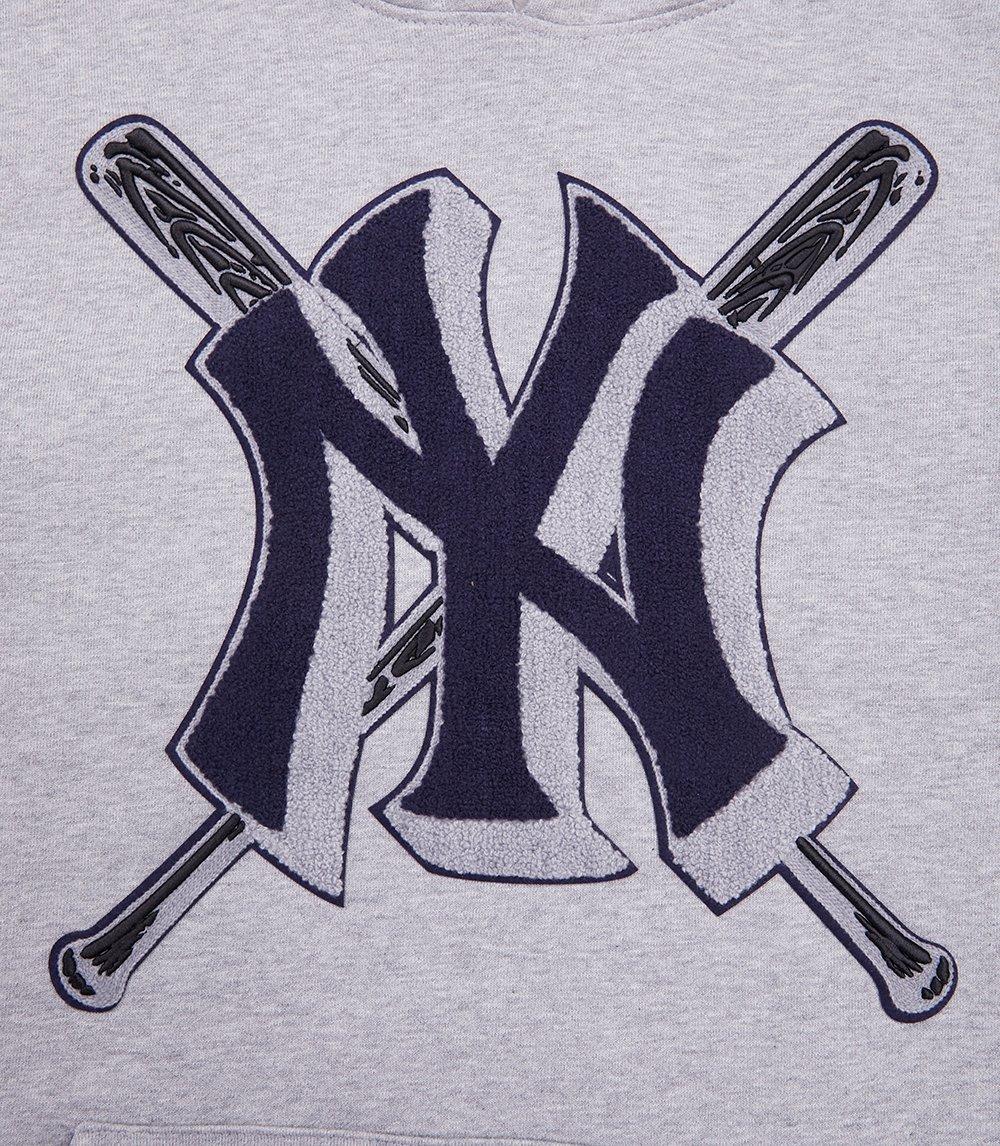 Pro Standard Men's MLB New York Yankees Mashup Rib PO Hoodie - Grey/Navy - GREY/NAVY Thumbnail View 5