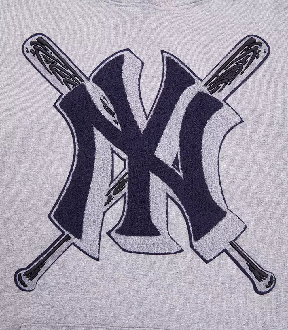 Pro Standard Men's MLB New York Yankees Mashup Rib PO Hoodie -Grey/Navy - GREY/NAVY