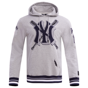 Pro Standard Men's MLB New York Yankees Mashup Rib PO Hoodie -Grey/Navy