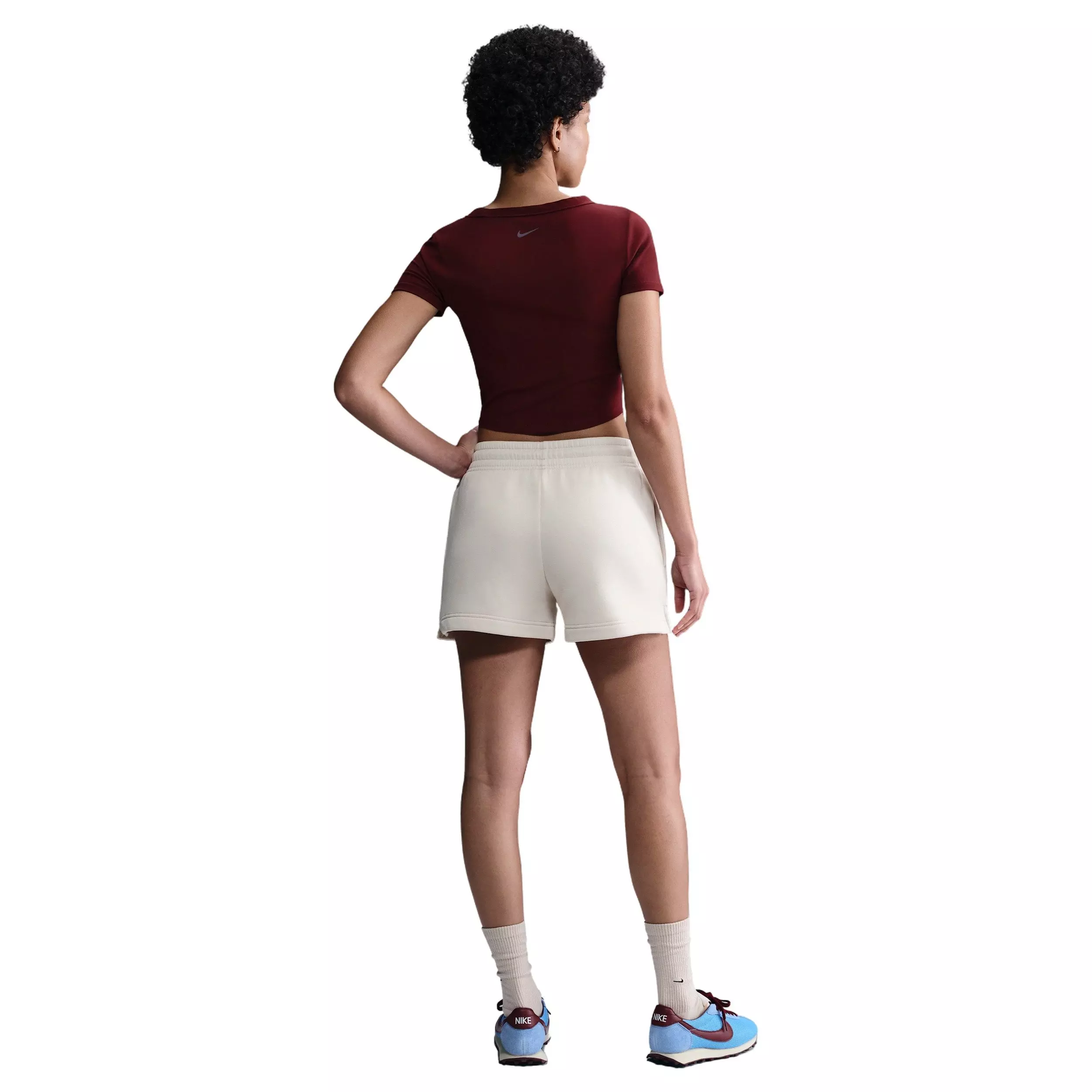 Nike Women's Sportswear Phoenix Fleece Mid-Rise 4" Shorts - Lt Brown - LT BROWN