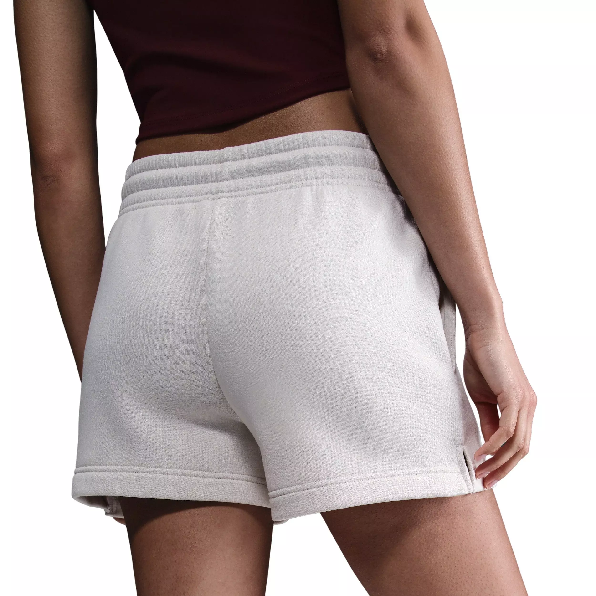 Nike Women's Sportswear Phoenix Fleece Mid-Rise 4" Shorts -Lt Brown - LT BROWN