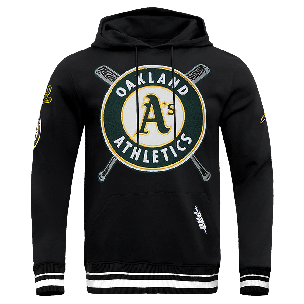Pro Standard Men's MLB Oakland Athletics Mashup Rib PO Hoodie - Black - BLACK Thumbnail View 1