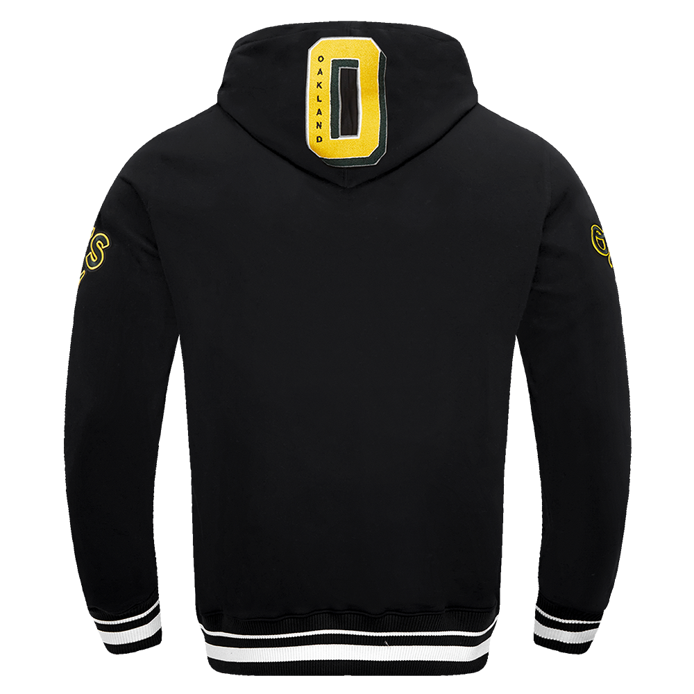 Pro Standard Men's MLB Oakland Athletics Mashup Rib PO Hoodie - Black - BLACK Thumbnail View 2