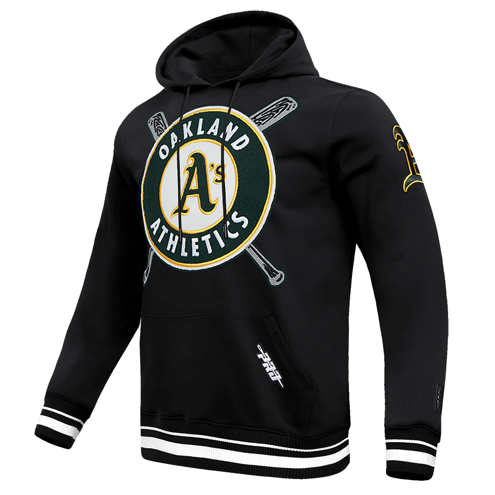 Pro Standard Men's MLB Oakland Athletics Mashup Rib PO Hoodie -Black - BLACK Thumbnail View 3