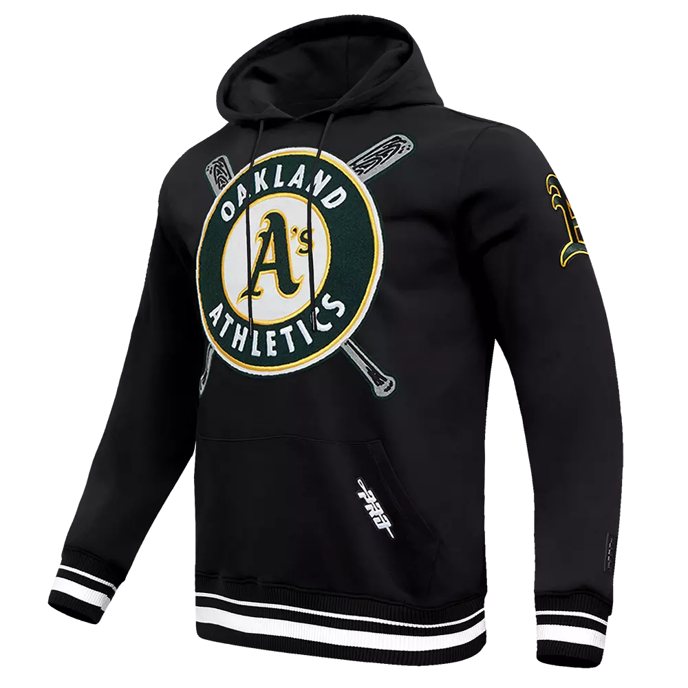 Pro Standard Men's MLB Oakland Athletics Mashup Rib PO Hoodie -Black - BLACK