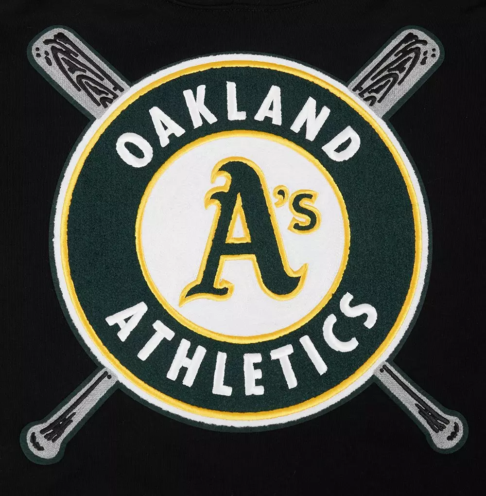 Pro Standard Men's MLB Oakland Athletics Mashup Rib PO Hoodie - Black - BLACK
