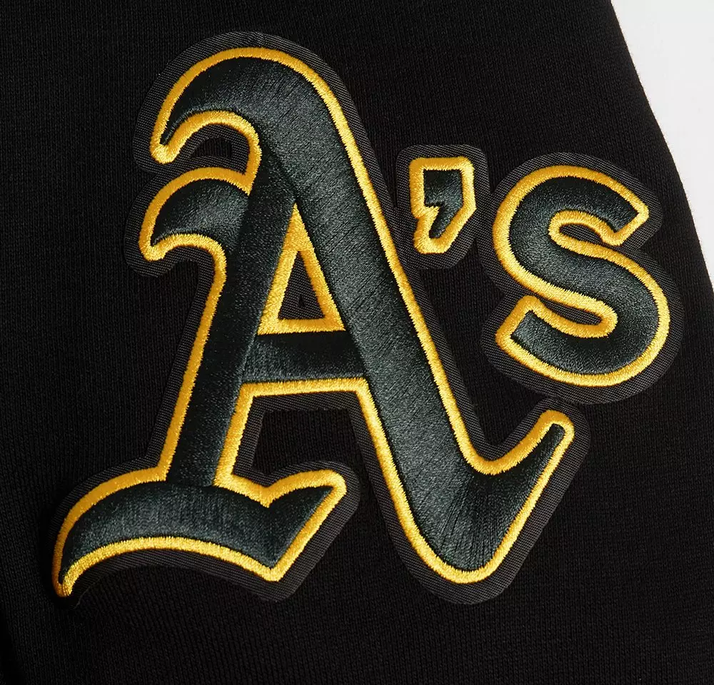 Pro Standard Men's MLB Oakland Athletics Mashup Rib PO Hoodie - Black - BLACK