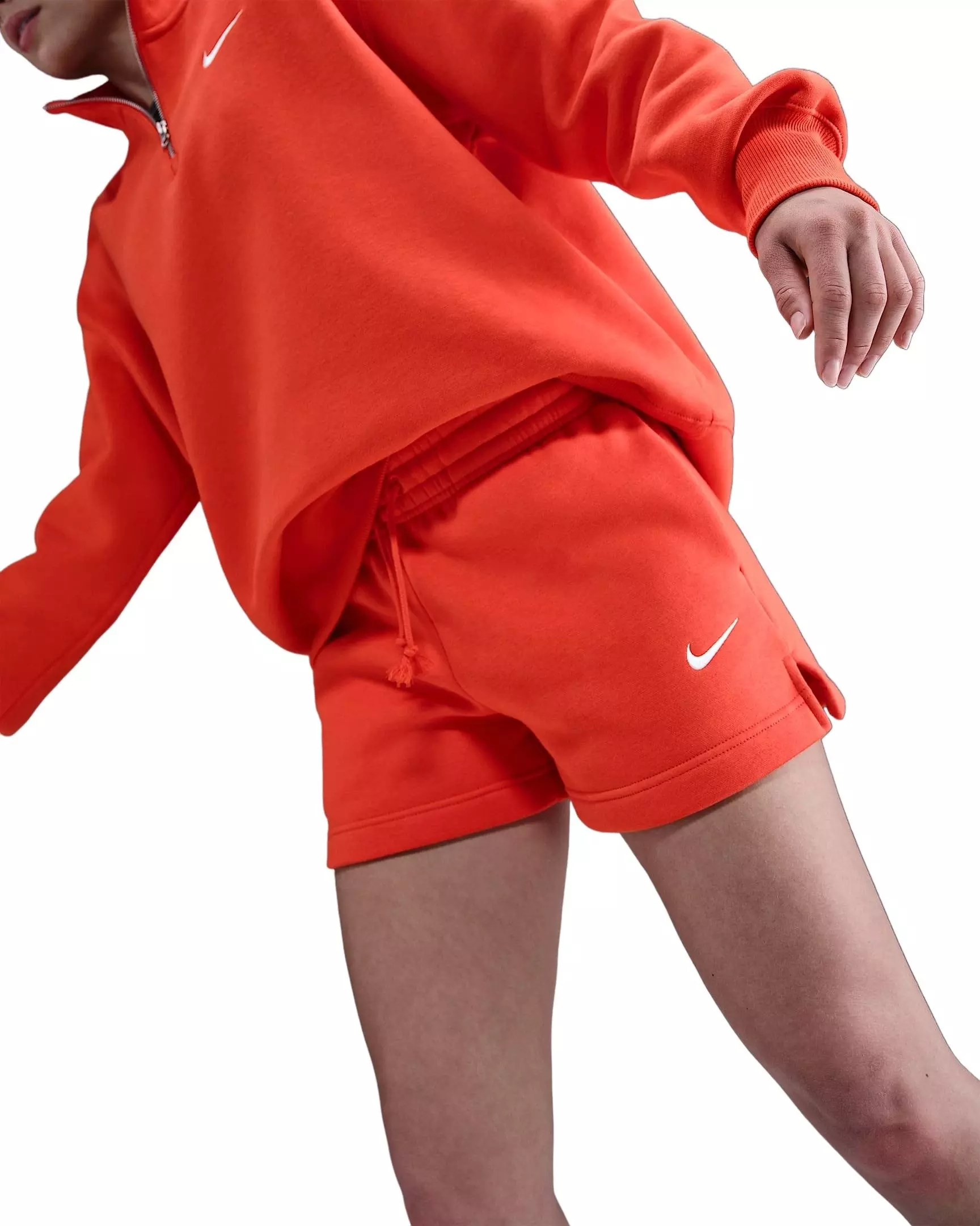 Nike Women's Sportswear Phoenix Fleece Mid-Rise 4" Shorts -Red - RED