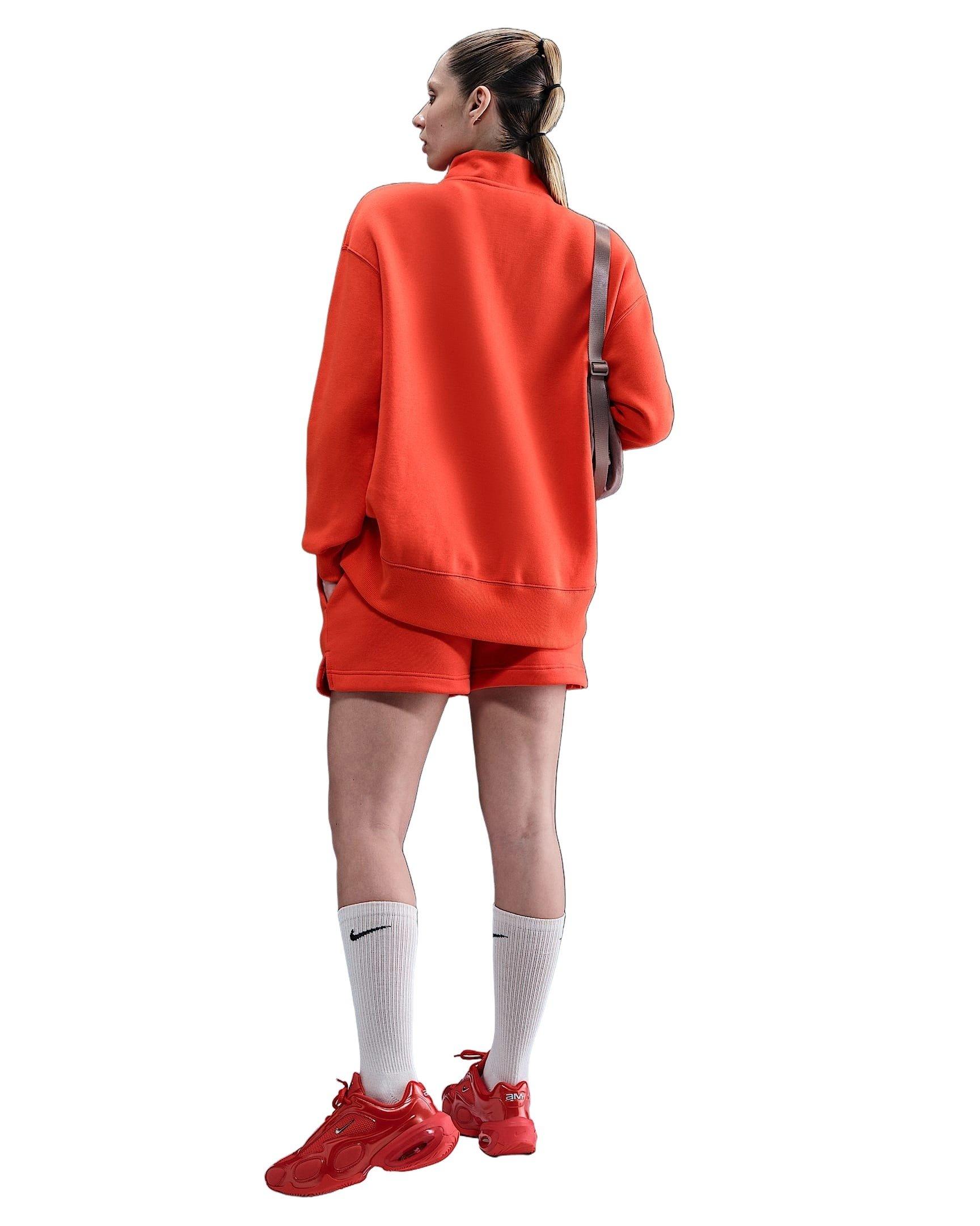 Nike Women's Sportswear Phoenix Fleece Mid-Rise 4" Shorts -Red - RED Thumbnail View 5