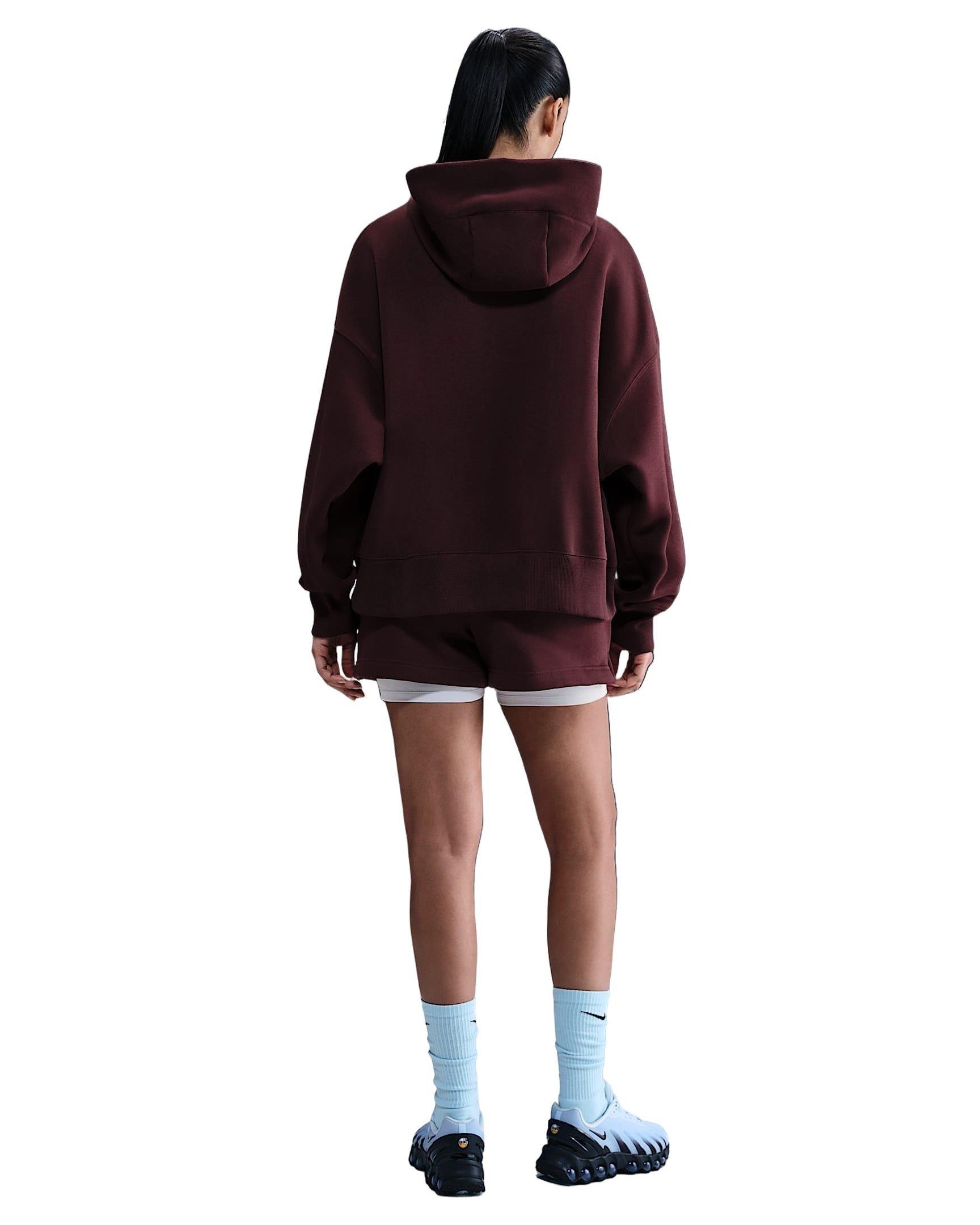 Nike Women's Sportswear Phoenix Fleece Mid-Rise 4" Shorts -Burgundy - BURGUNDY Thumbnail View 5