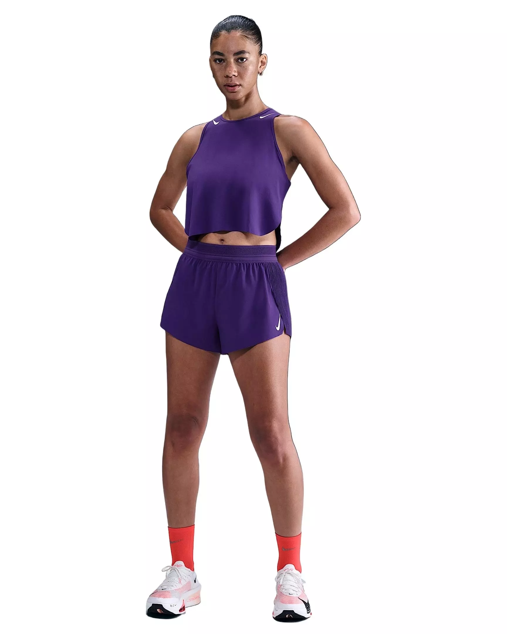 Nike Women's AeroSwift Dri-FIT ADV Mid-Rise 3" Brief-Lined Running Shorts - Purple - PURPLE