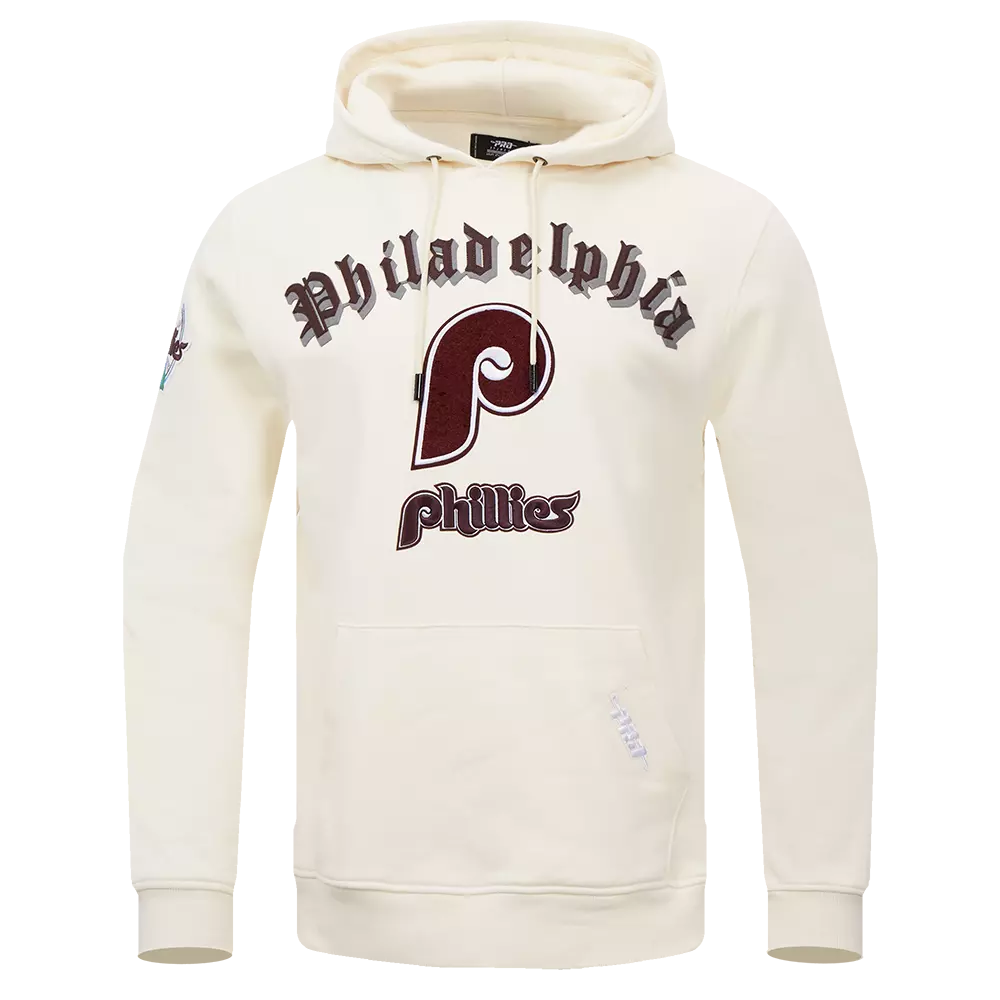 Pro Standard Men's MLB Philadelphia Phillies Retro Old English PO Hoodie -Cream - CREAM