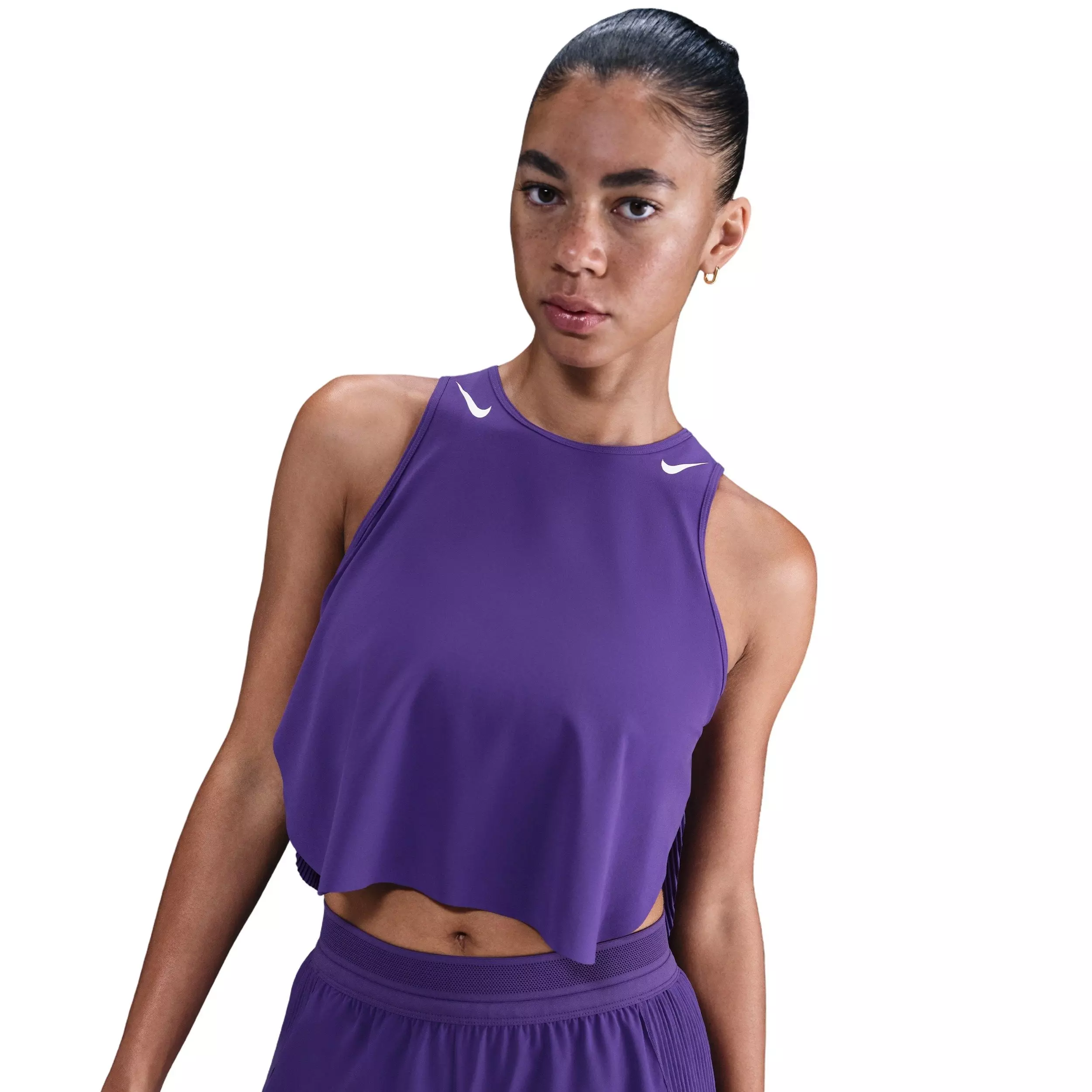 Nike Women's AeroSwift Dri-FIT ADV Cropped Running Tank Top -Purple - PURPLE