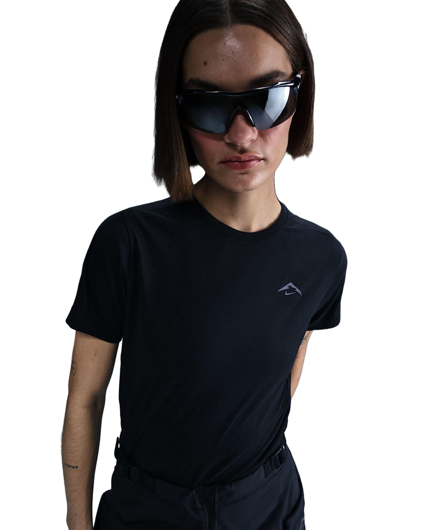 Nike Women's Trail Dri-FIT Short-Sleeve Running Top -Black - BLACK Thumbnail View 1