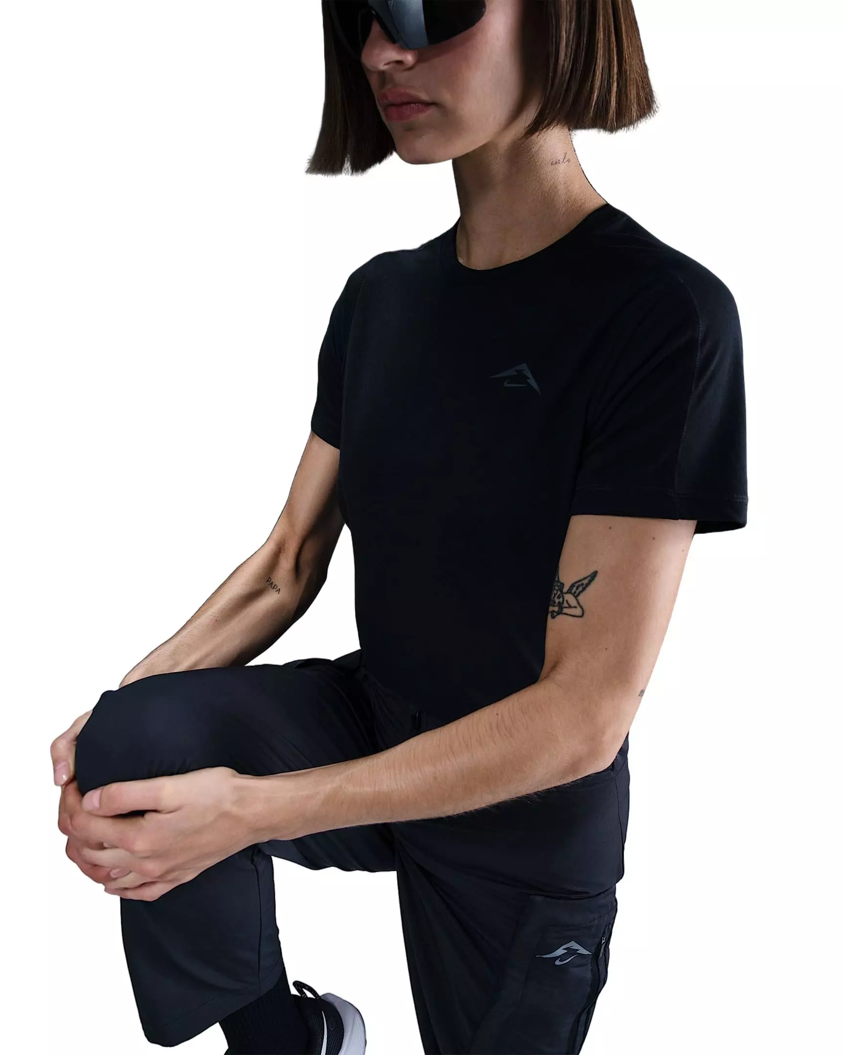 Nike Women's Trail Dri-FIT Short-Sleeve Running Top -Black - BLACK