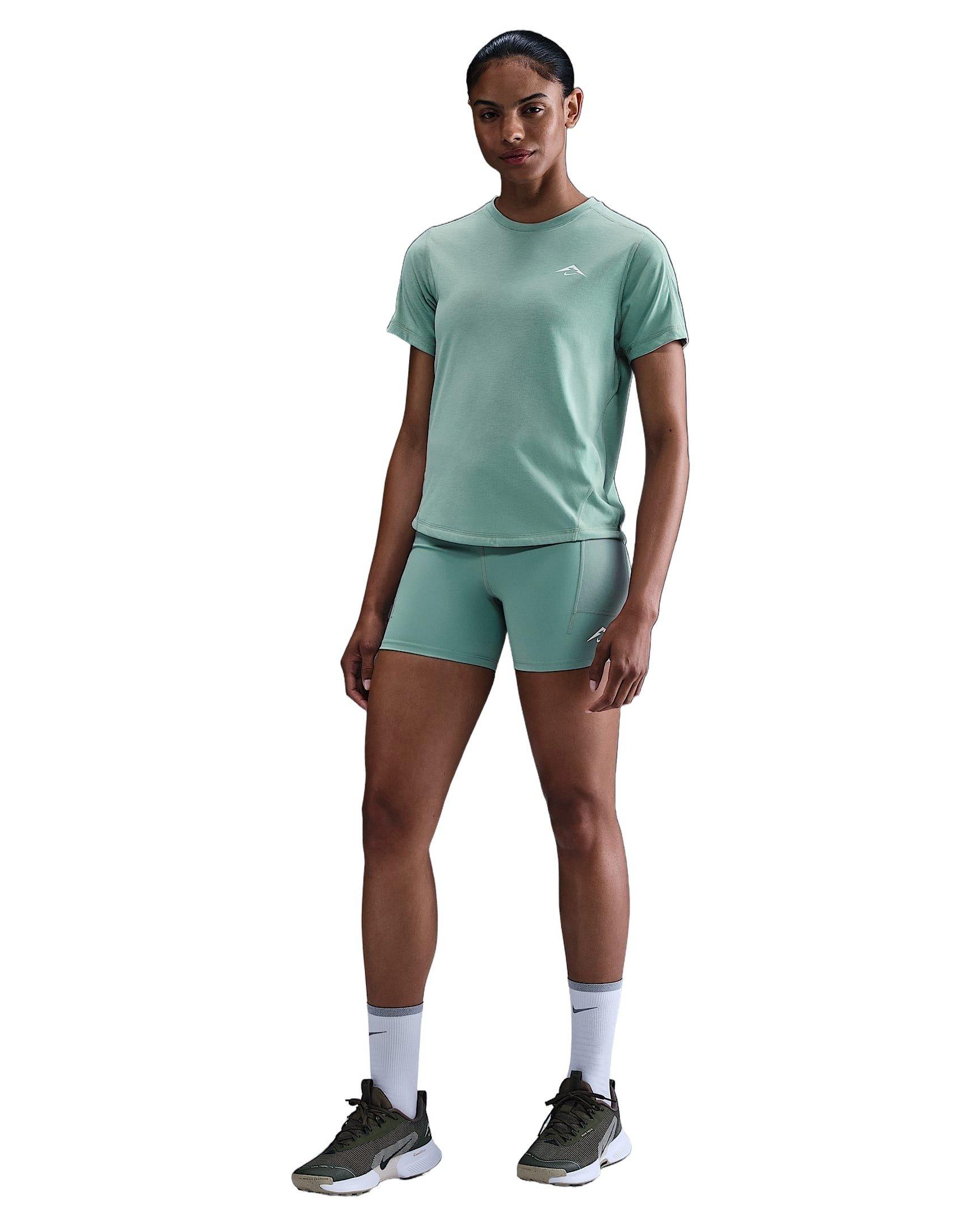 Nike Women's Trail Dri-FIT Short-Sleeve Running Top -Green - GREEN Thumbnail View 4