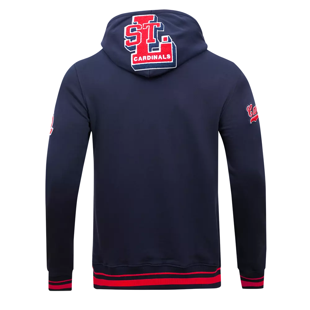 Pro Standard Men's MLB St. Louis Cardinals Retro Mashup Rib PO Hoodie -Navy/Red - NAVY/RED