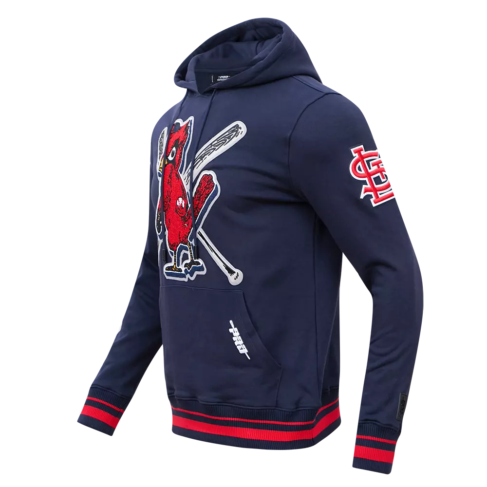 Pro Standard Men's MLB St. Louis Cardinals Retro Mashup Rib PO Hoodie - Navy/Red - NAVY/RED