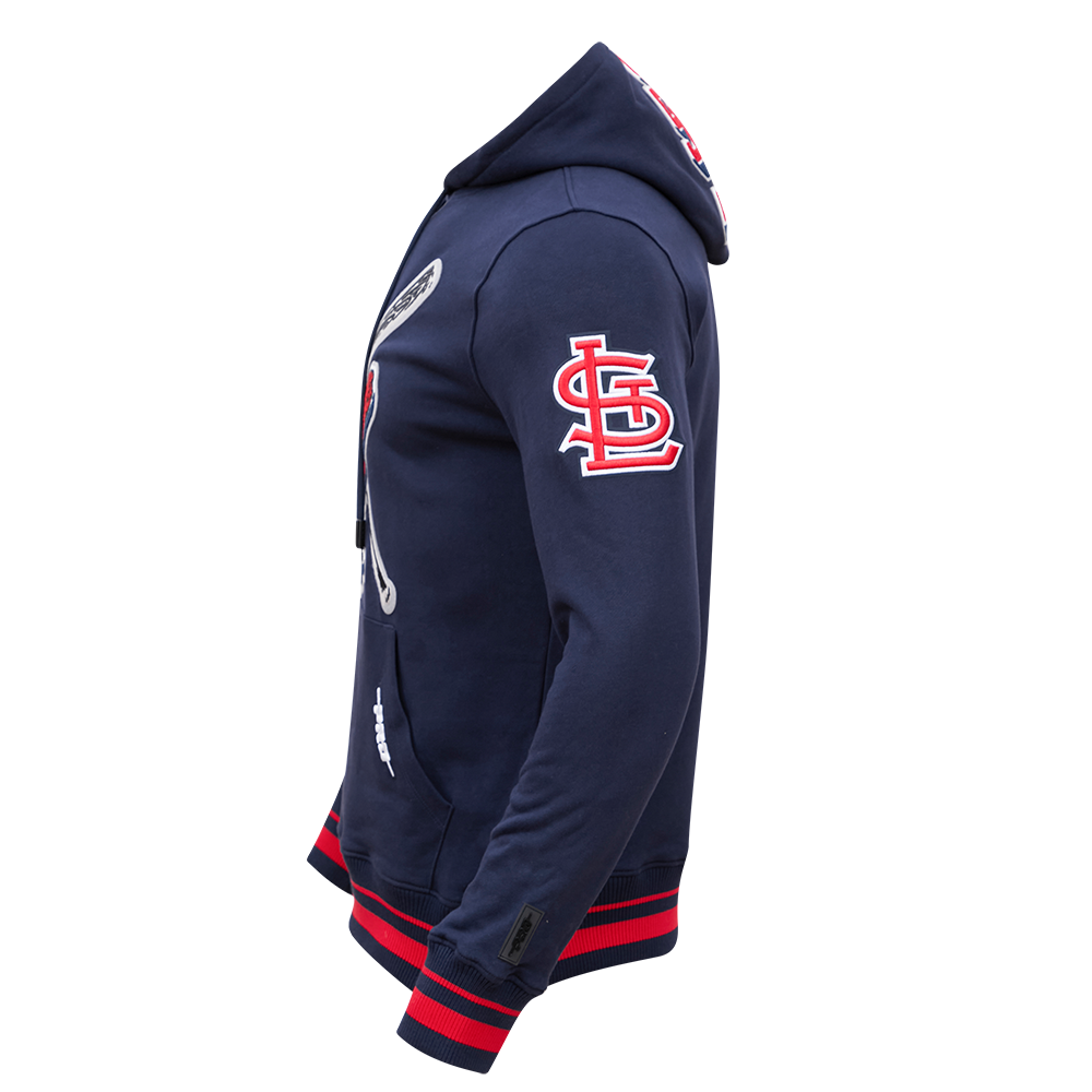 Pro Standard Men's MLB St. Louis Cardinals Retro Mashup Rib PO Hoodie - Navy/Red - NAVY/RED Thumbnail View 5