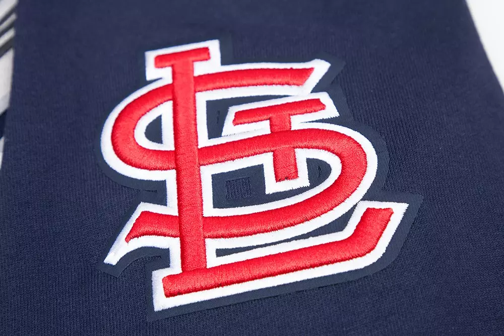 Pro Standard Men's MLB St. Louis Cardinals Retro Mashup Rib PO Hoodie -Navy/Red - NAVY/RED