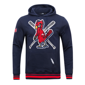 Pro Standard Men's MLB St. Louis Cardinals Retro Mashup Rib PO Hoodie -Navy/Red