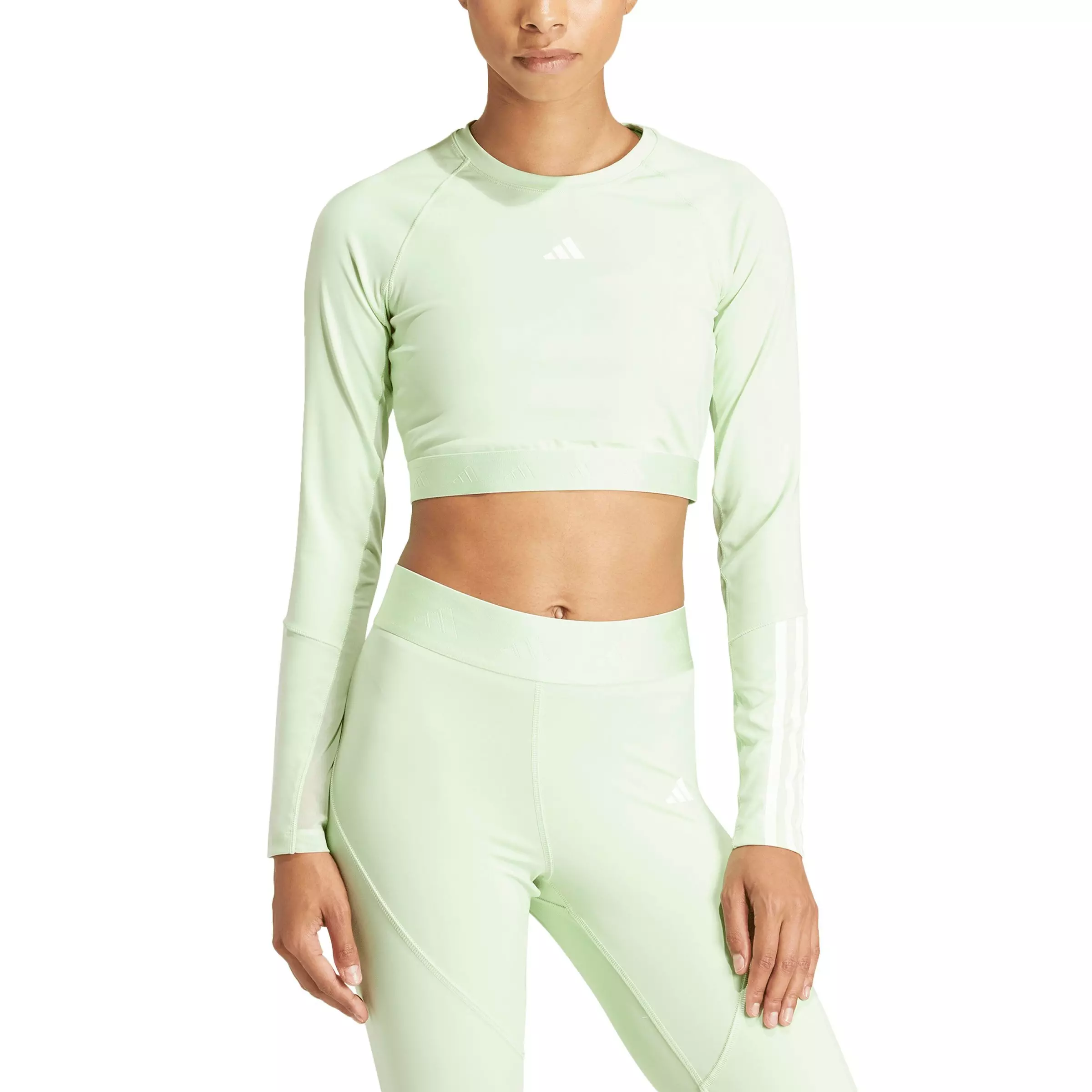 adidas Women's Hyperglam Training Crop Long-Sleeve Top -Green - GREEN