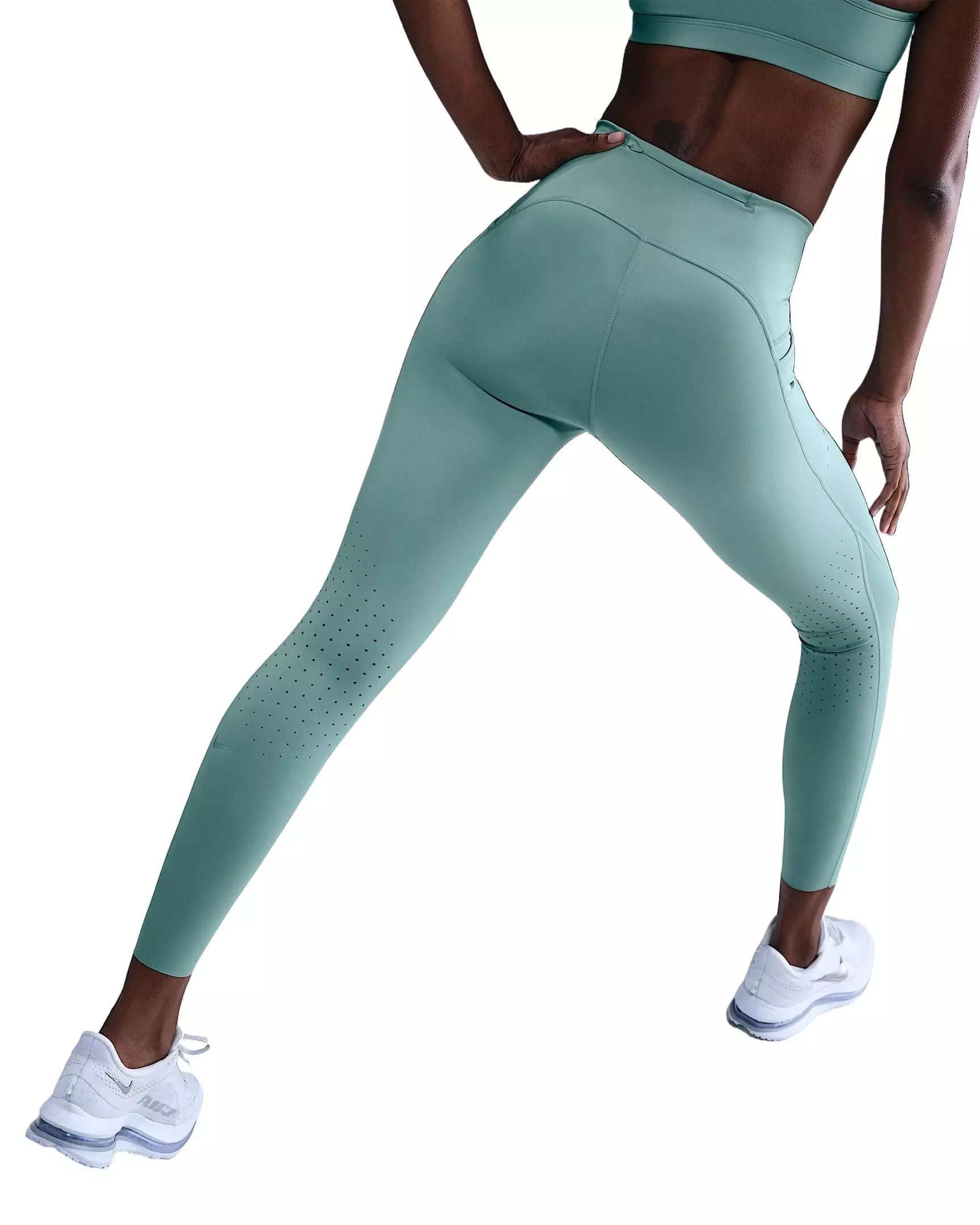 Nike Women's Swift High-Waisted 7/8 Running Leggings with Pockets -Green - GREEN