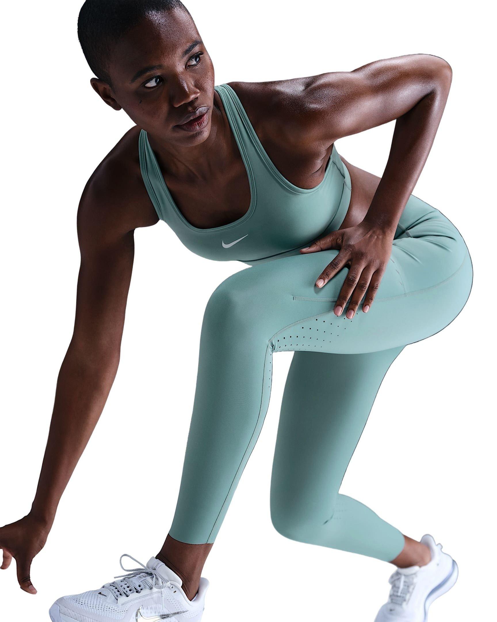 Nike Women's Swift High-Waisted 7/8 Running Leggings with Pockets -Green - GREEN Thumbnail View 3