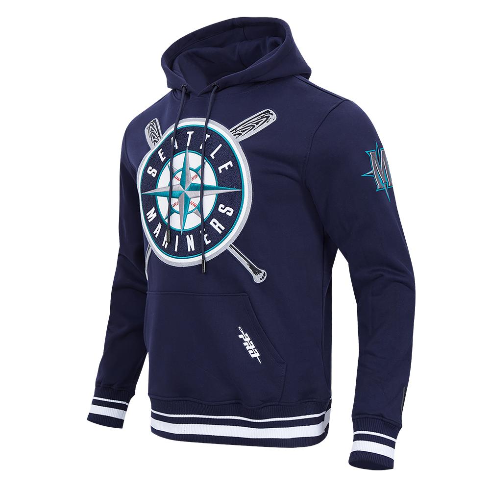 Pro Standard Men's MLB Seattle Mariners Mashup Rib PO Hoodie -Navy - NAVY Thumbnail View 3