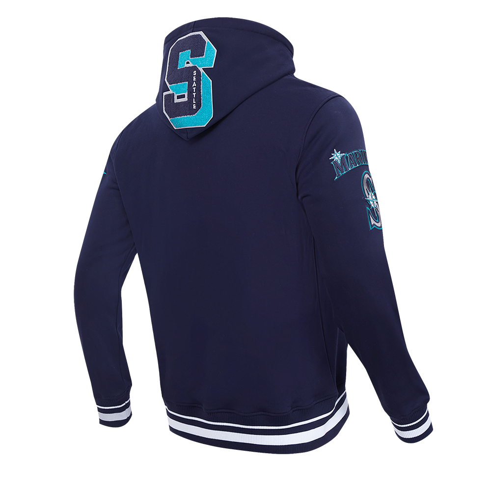 Pro Standard Men's MLB Seattle Mariners Mashup Rib PO Hoodie - Navy - NAVY Thumbnail View 4