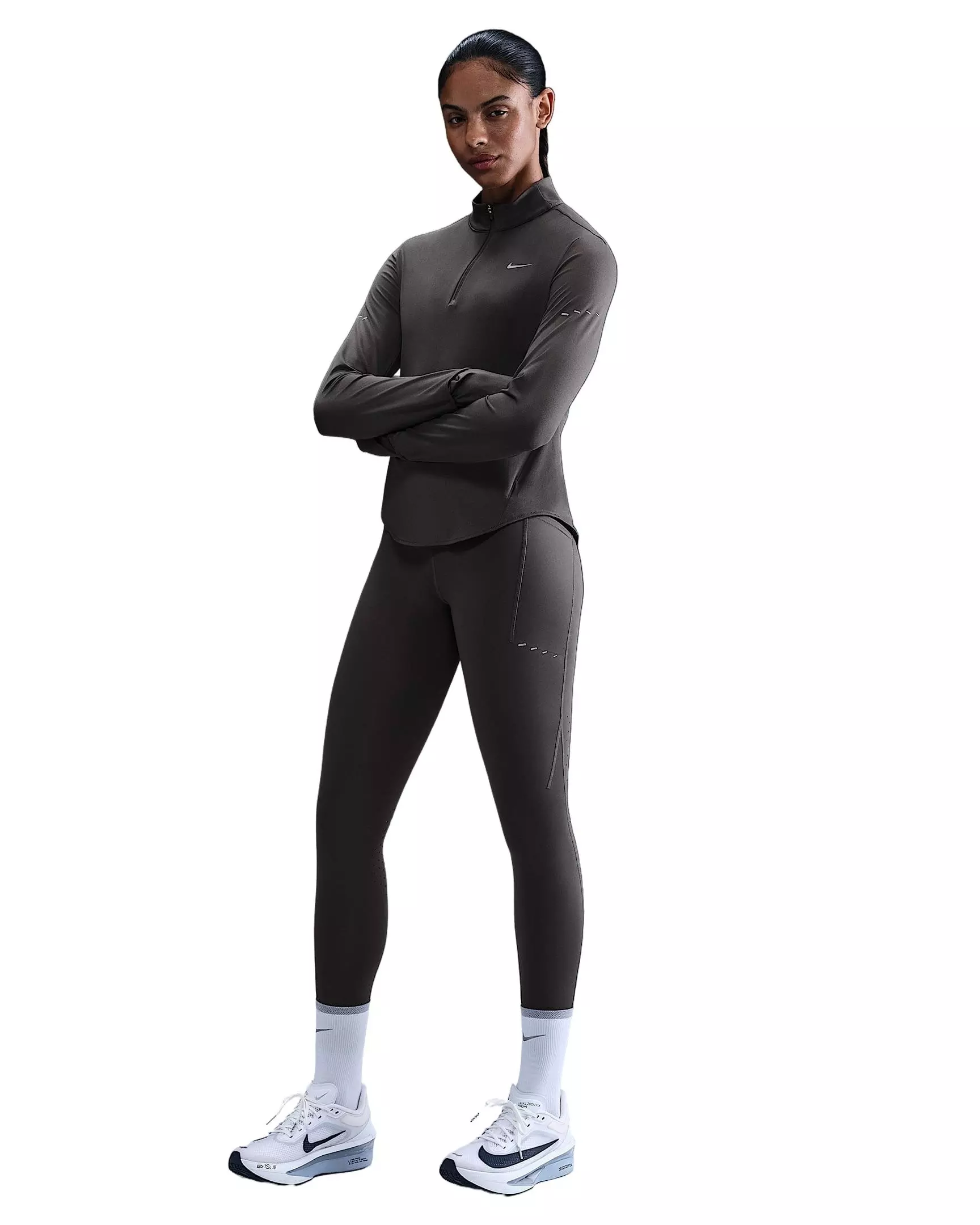 Nike Women's Swift High-Waisted 7/8 Running Leggings with Pockets -Grey - GREY