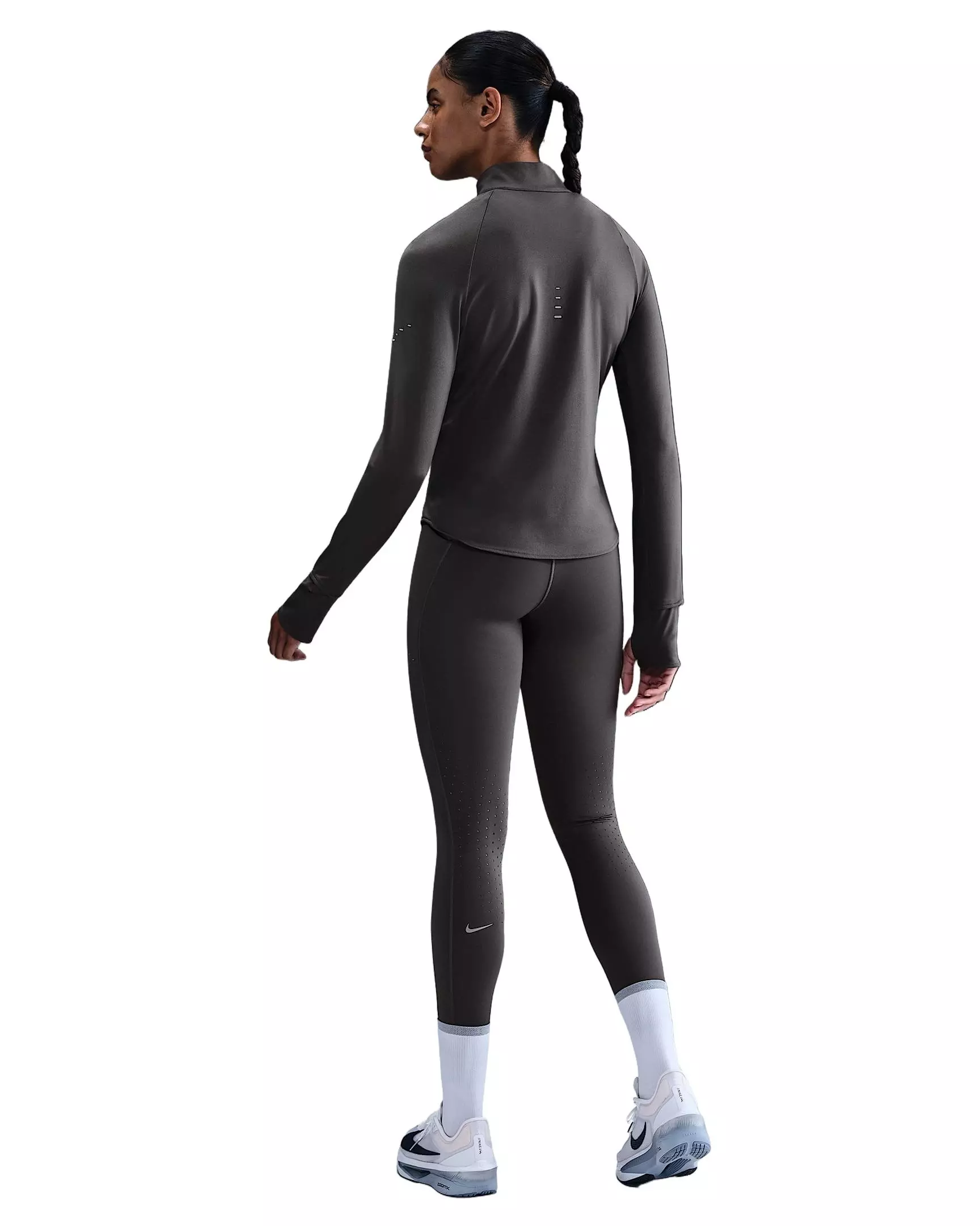 Nike Women's Swift High-Waisted 7/8 Running Leggings with Pockets -Grey - GREY