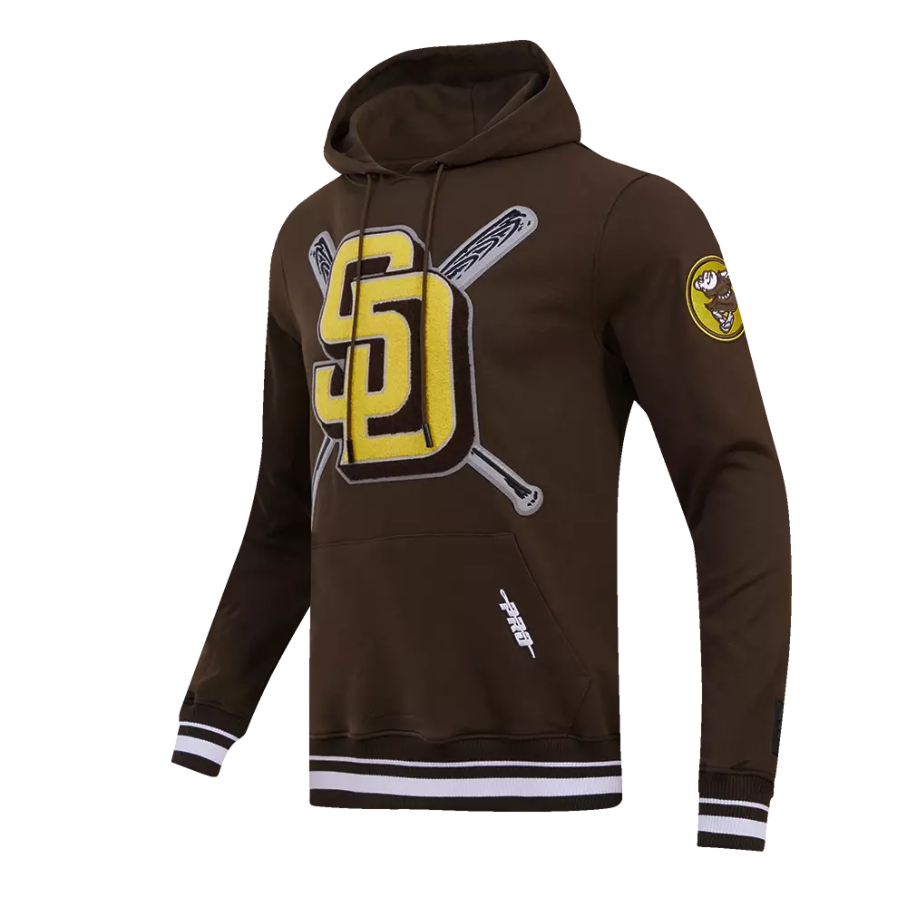 Pro Standard Men's MLB San Diego Padres Mashup Rib PO Hoodie -Brown - BROWN
