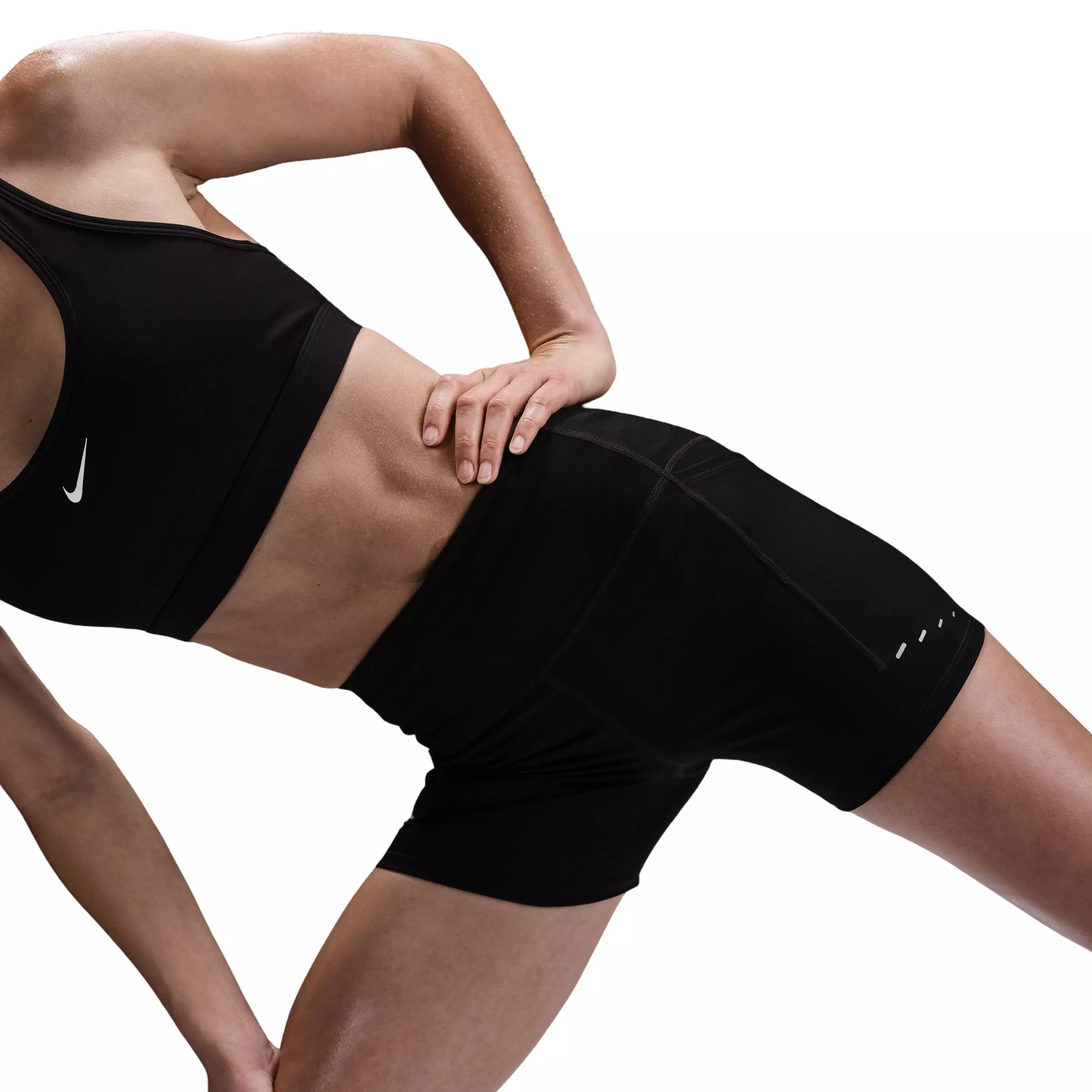 Nike Women's Swift High-Waisted 4" Tight Running Shorts with Pockets - Black - BLACK