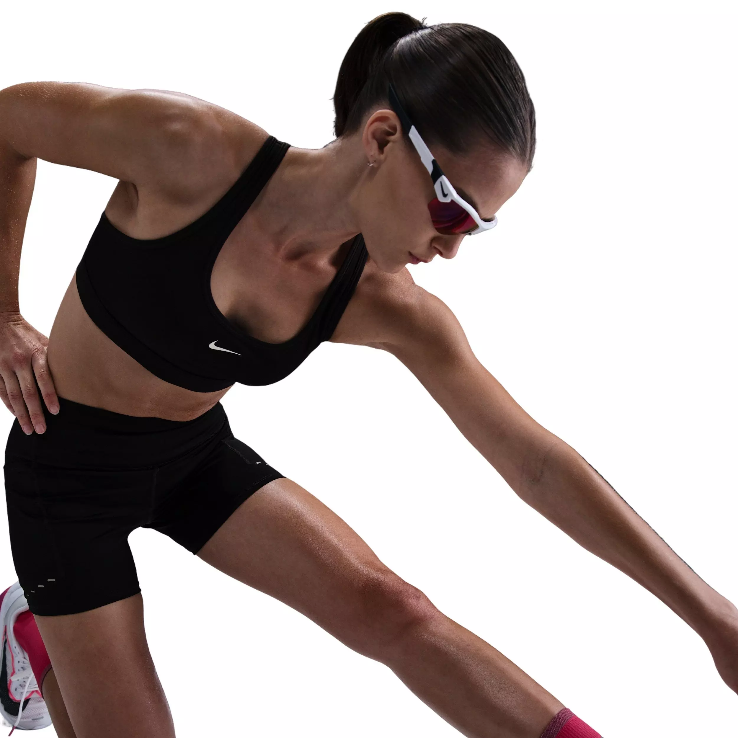 Nike Women's Swift High-Waisted 4" Tight Running Shorts with Pockets -Black - BLACK