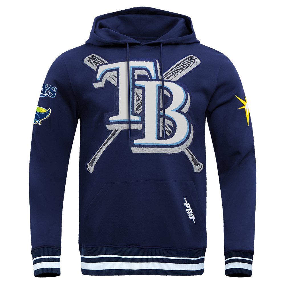 Pro Standard Men's MLB Tampa Bay Rays Mashup Rib PO Hoodie -Navy - NAVY Thumbnail View 1