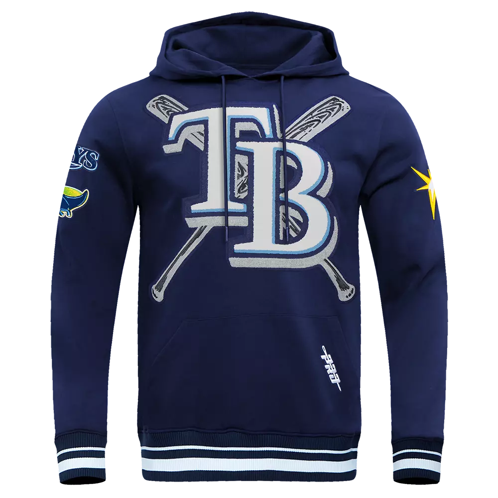 Pro Standard Men's MLB Tampa Bay Rays Mashup Rib Pullover Hoodie - Navy - NAVY