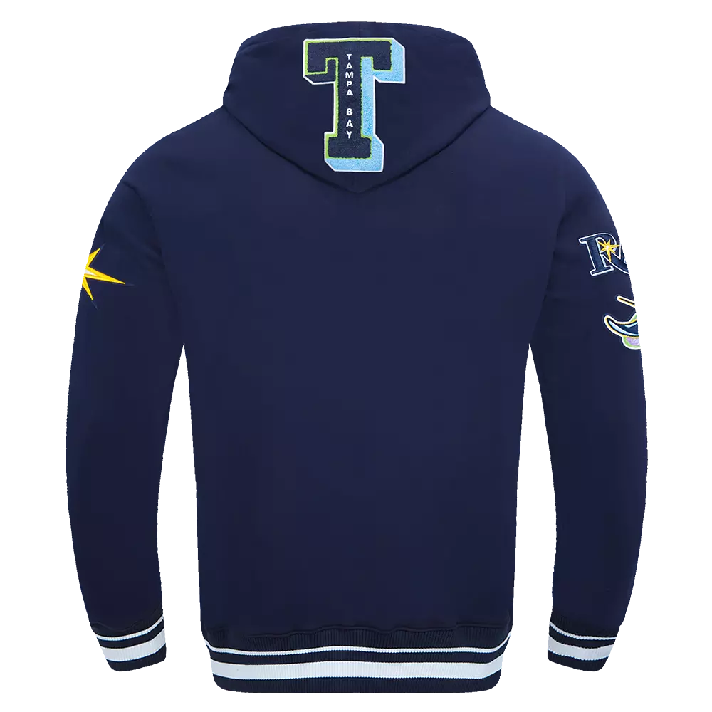 Pro Standard Men's MLB Tampa Bay Rays Mashup Rib PO Hoodie -Navy - NAVY