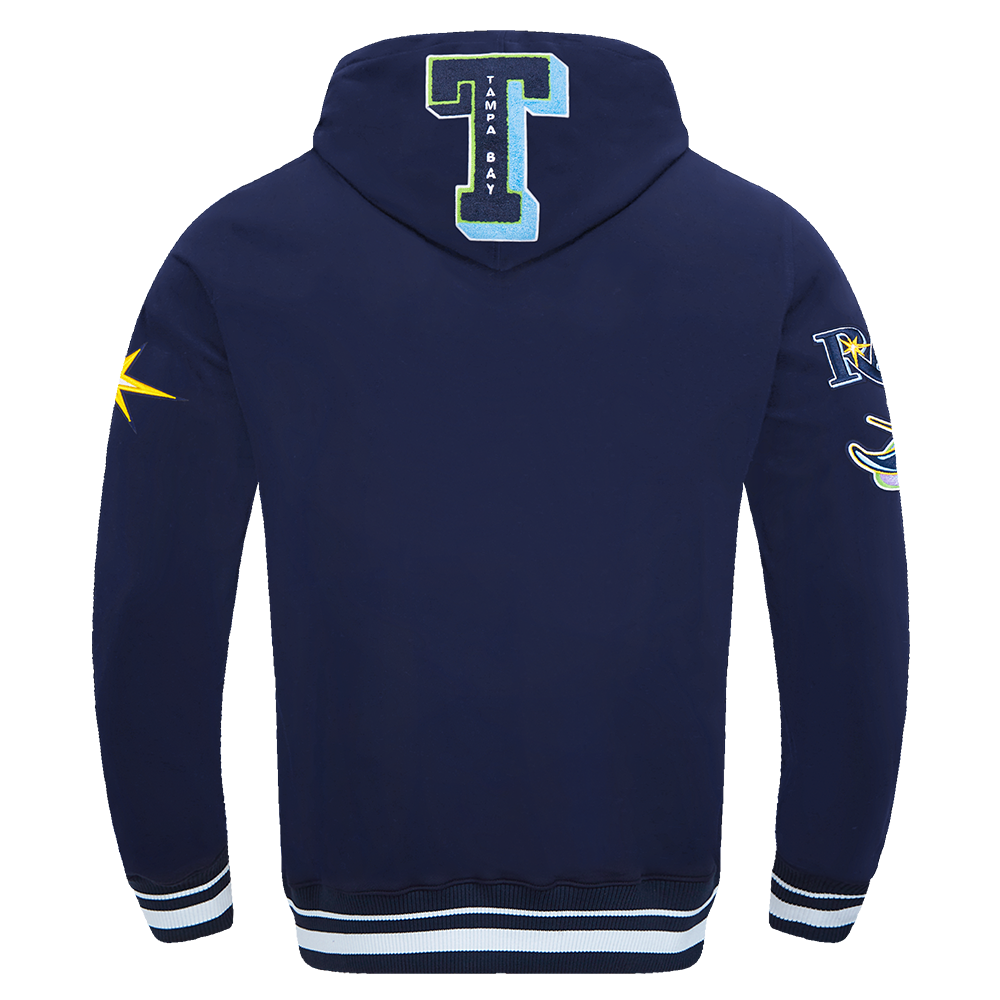 Pro Standard Men's MLB Tampa Bay Rays Mashup Rib Pullover Hoodie - Navy - NAVY Thumbnail View 2