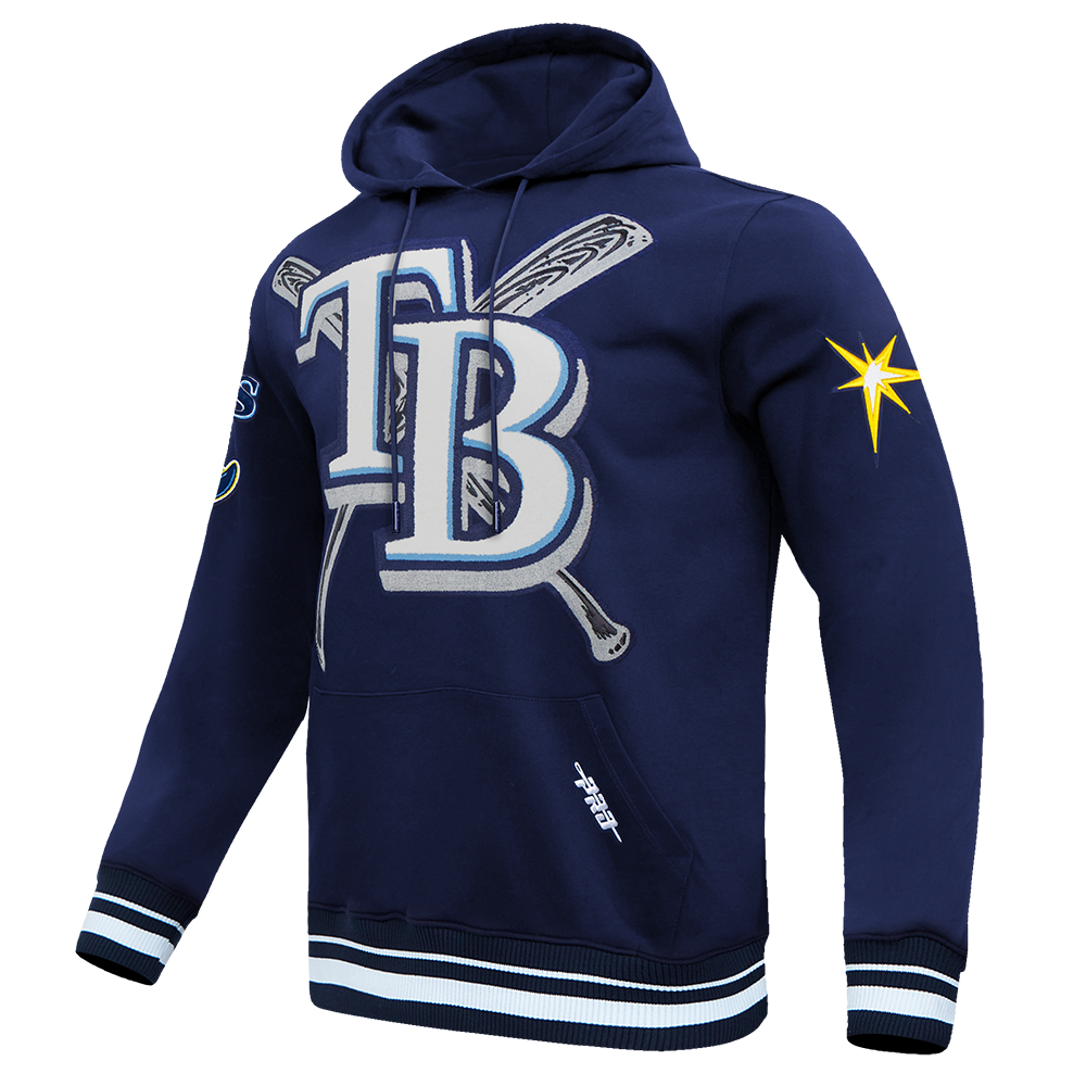 Pro Standard Men's MLB Tampa Bay Rays Mashup Rib PO Hoodie -Navy - NAVY Thumbnail View 3