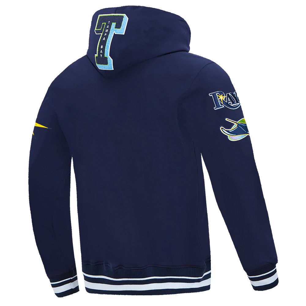 Pro Standard Men's MLB Tampa Bay Rays Mashup Rib Pullover Hoodie - Navy - NAVY Thumbnail View 4
