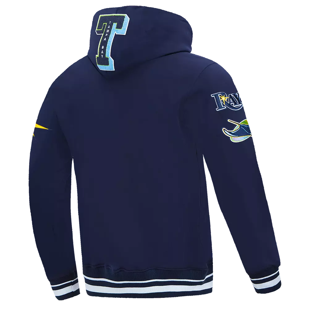 Pro Standard Men's MLB Tampa Bay Rays Mashup Rib Pullover Hoodie - Navy - NAVY
