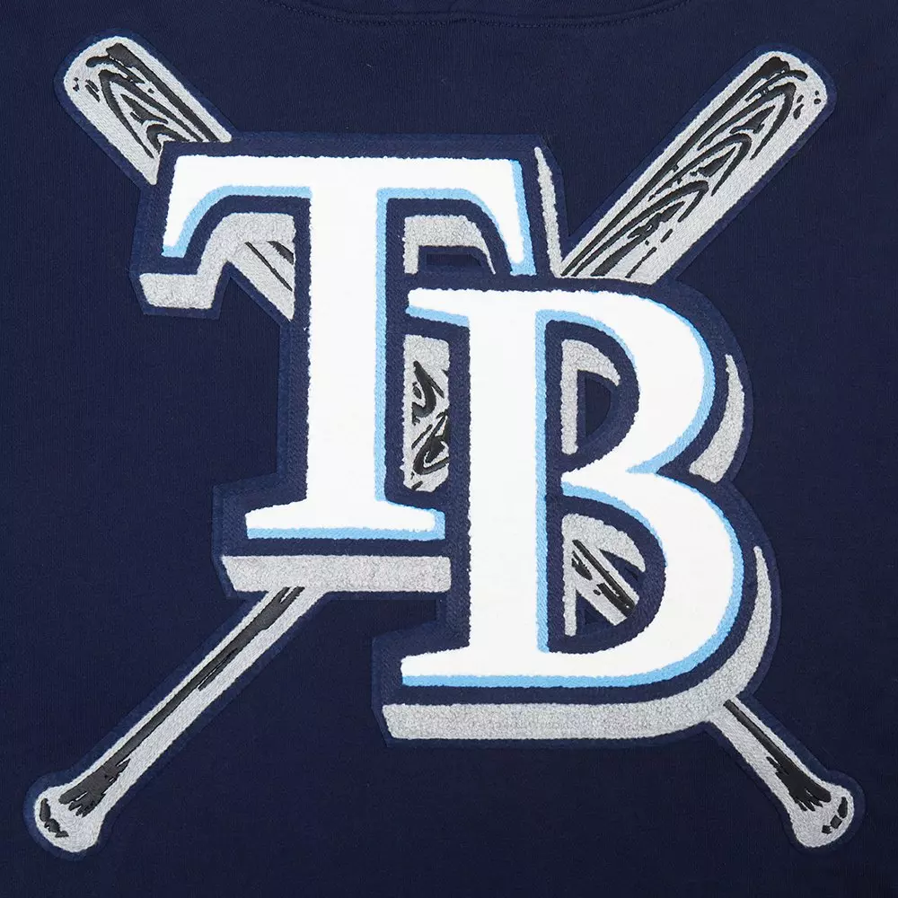 Pro Standard Men's MLB Tampa Bay Rays Mashup Rib Pullover Hoodie - Navy - NAVY