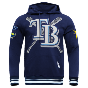 Pro Standard Men's MLB Tampa Bay Rays Mashup Rib PO Hoodie -Navy
