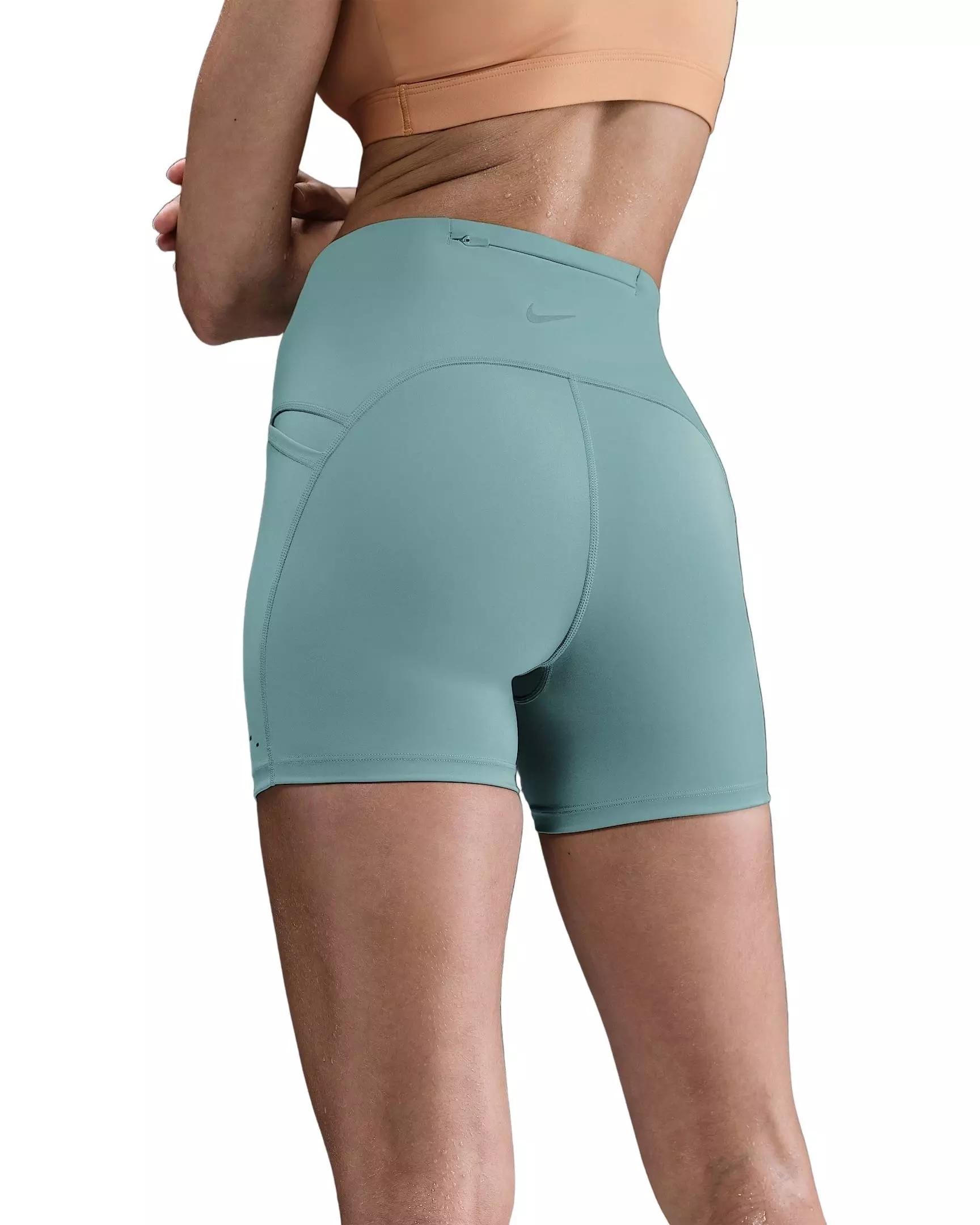 Nike Women's Swift High-Waisted 4" Tight Running Shorts with Pockets -Green - GREEN