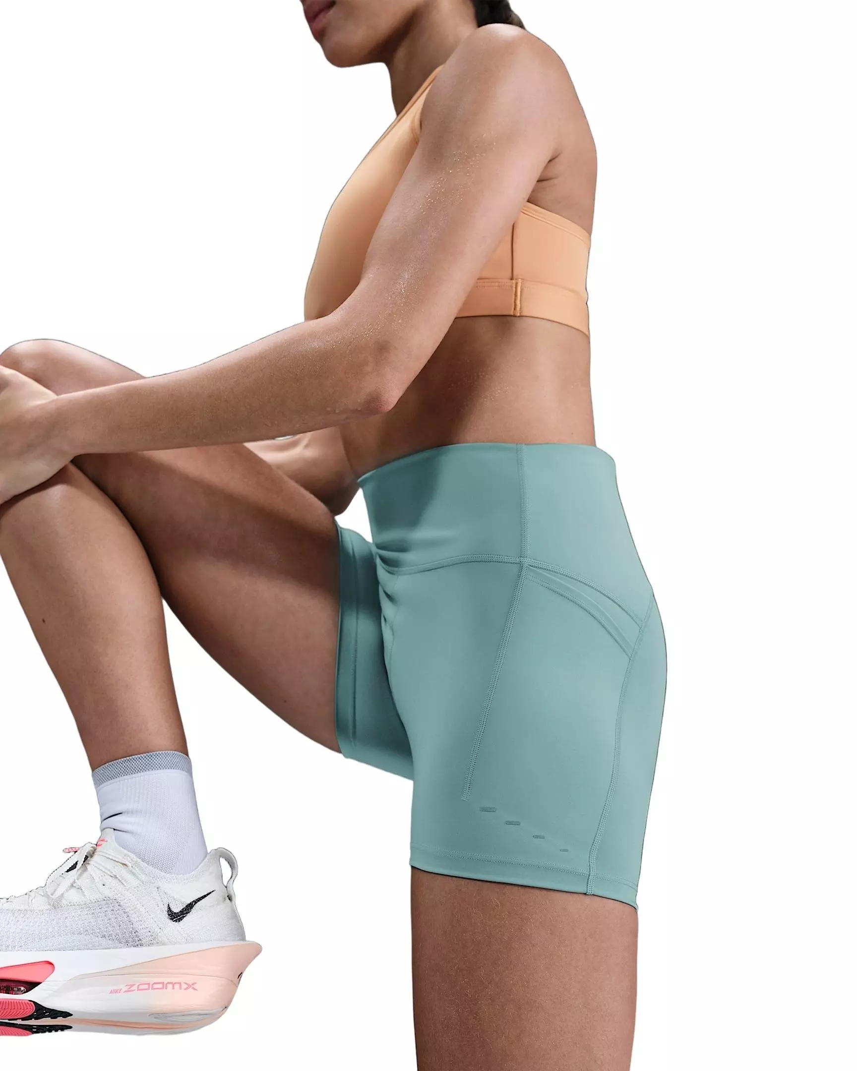 Nike Women's Swift High-Waisted 4" Tight Running Shorts with Pockets -Green - GREEN