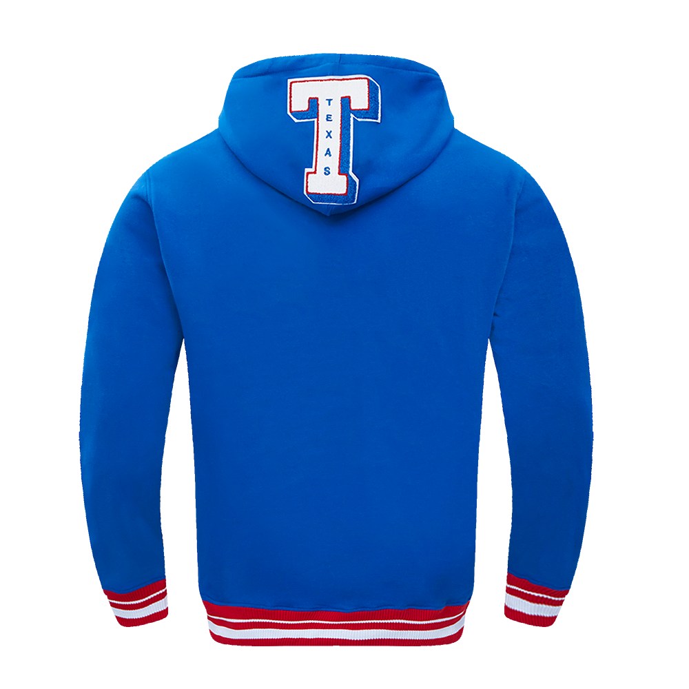 Pro Standard Men's MLB Texas Rangers Mashup Rib PO Hoodie - Blue/Red - BLUE/RED Thumbnail View 2