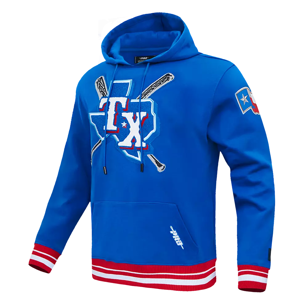Pro Standard Men's MLB Texas Rangers Mashup Rib PO Hoodie -Blue/Red - BLUE/RED