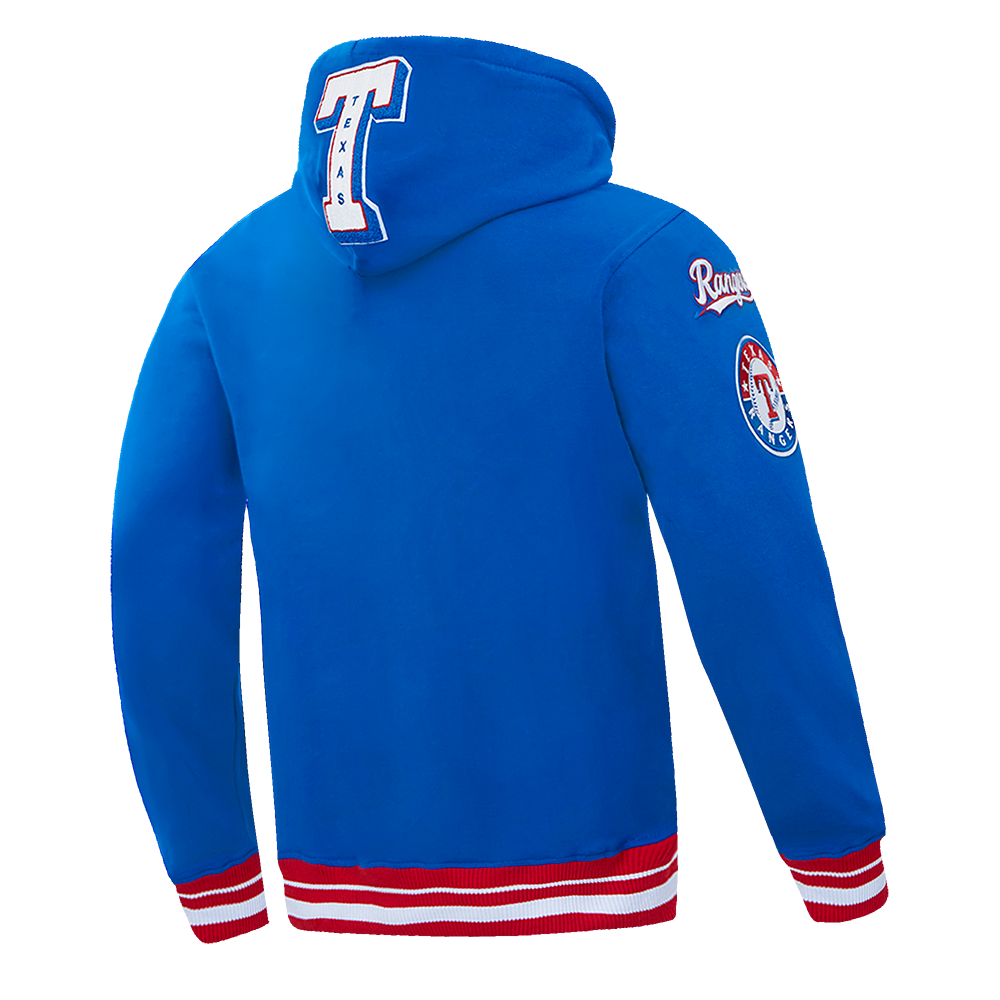 Pro Standard Men's MLB Texas Rangers Mashup Rib PO Hoodie -Blue/Red - BLUE/RED Thumbnail View 4