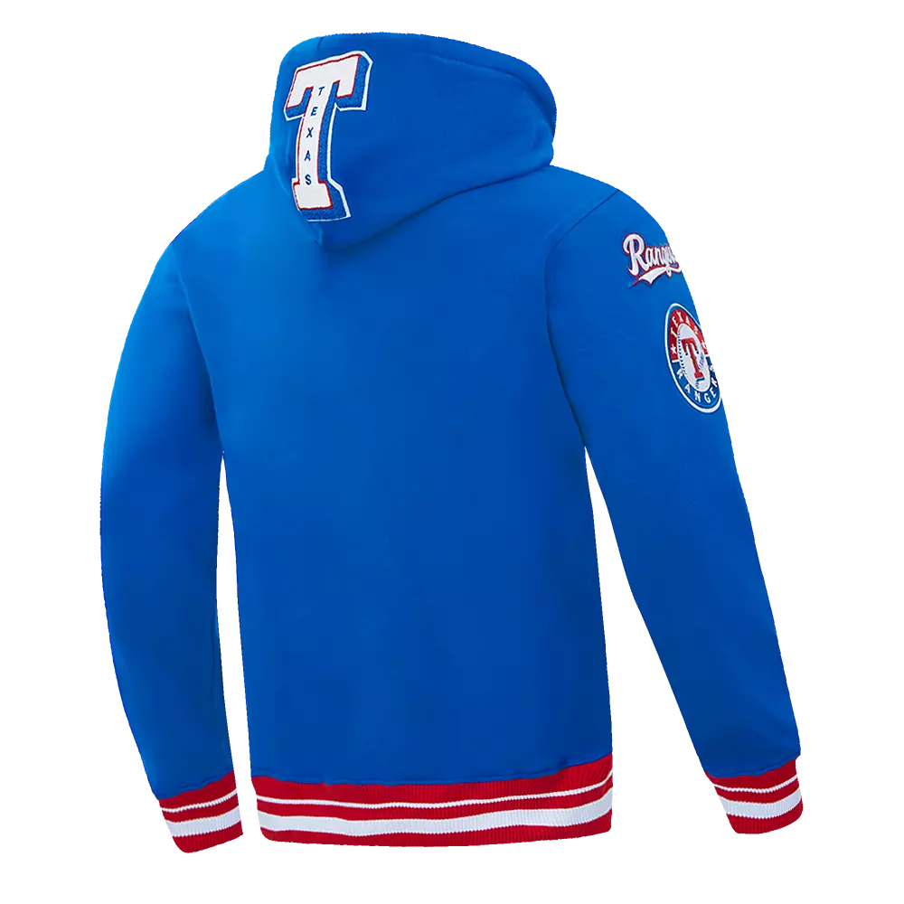 Pro Standard Men's MLB Texas Rangers Mashup Rib PO Hoodie -Blue/Red - BLUE/RED